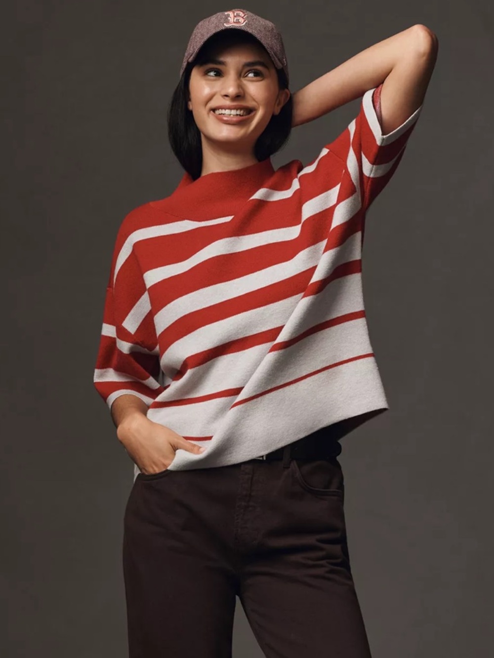 Anthropologie Maeve The Carys Mock Neck Short- Sleeve Sweater